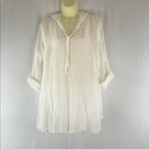 Flax White Linen Hoodie Tunic S